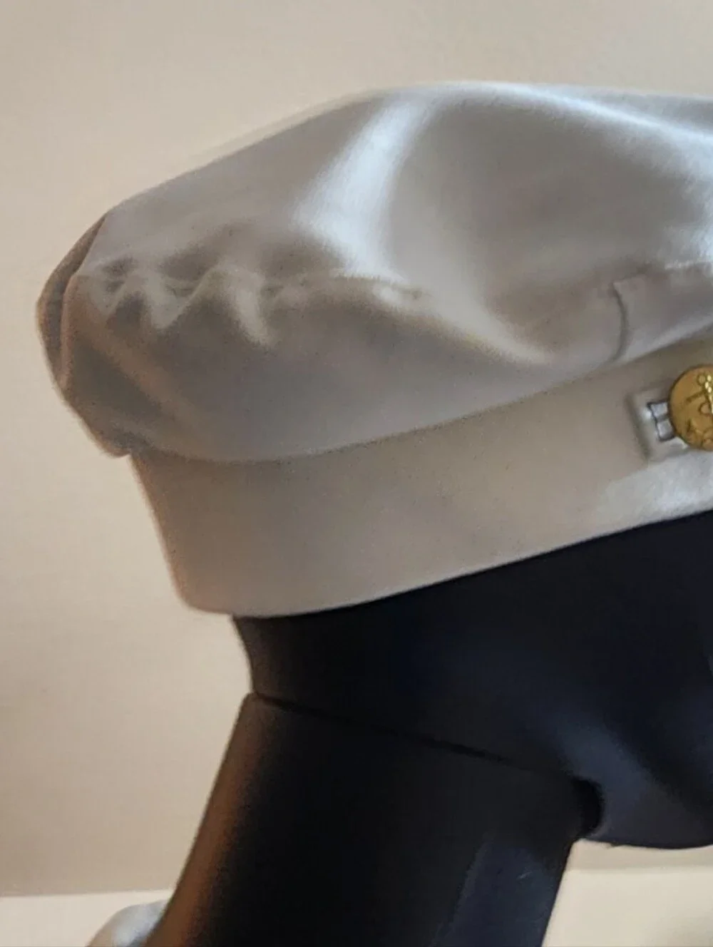 Vintage 80s BETMAR Cotton Sailor Captain Cap Cream Nautical Anchor Greek Fisher